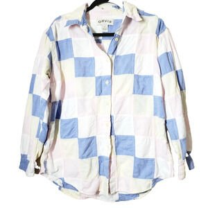 Orvis Womens Oversized Medium Long Sleeve Top MADRAS Patchwork 100% Cotton